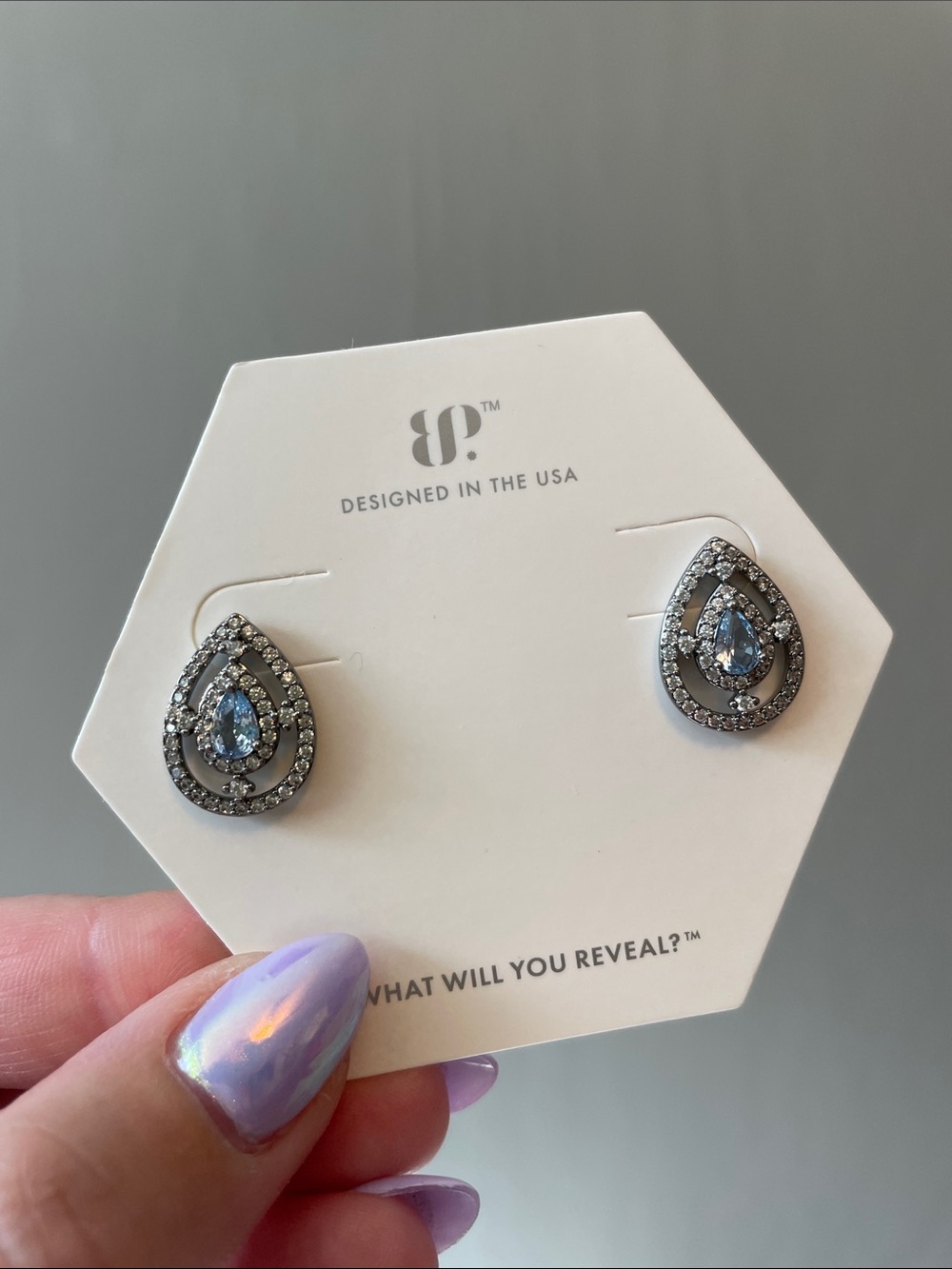 Bomb Party "My Inner Beauty" ER50325 Aquamarine Spinel on Hematite $130 MSRP